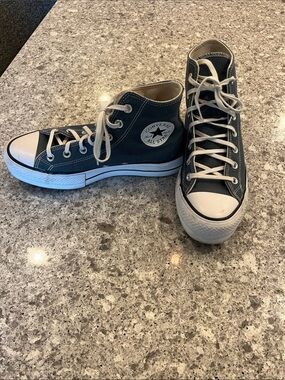Converse High Top platform Sneakers - Teal with White Accents 8.5 women size